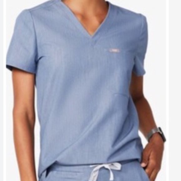 FIGS Catarina one pocket Scrub top size XXS Heather Blue - Picture 2 of 12